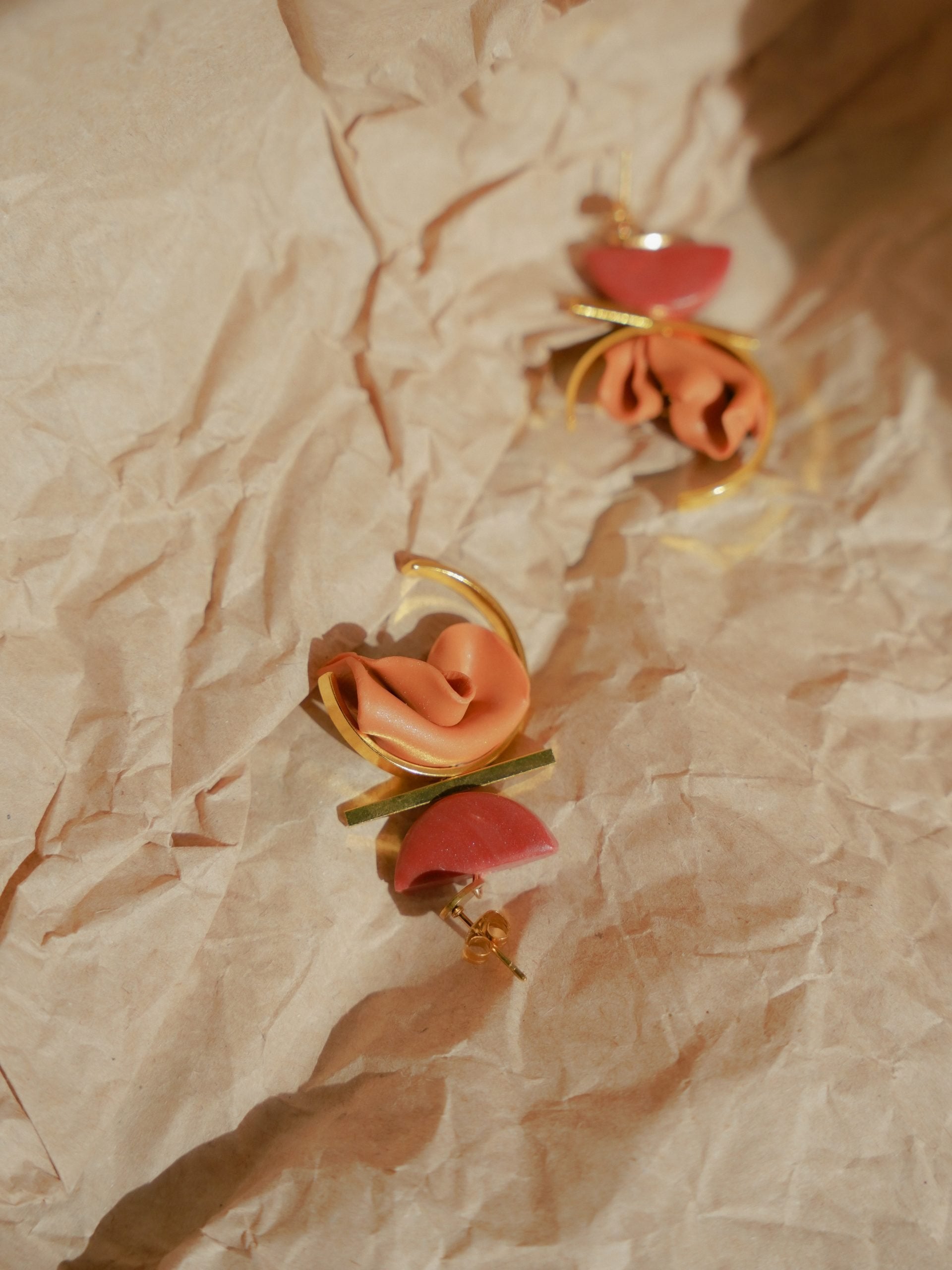 Crinkled Mustard Earrings
