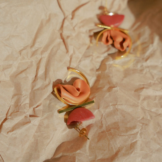 Crinkled Mustard Earrings