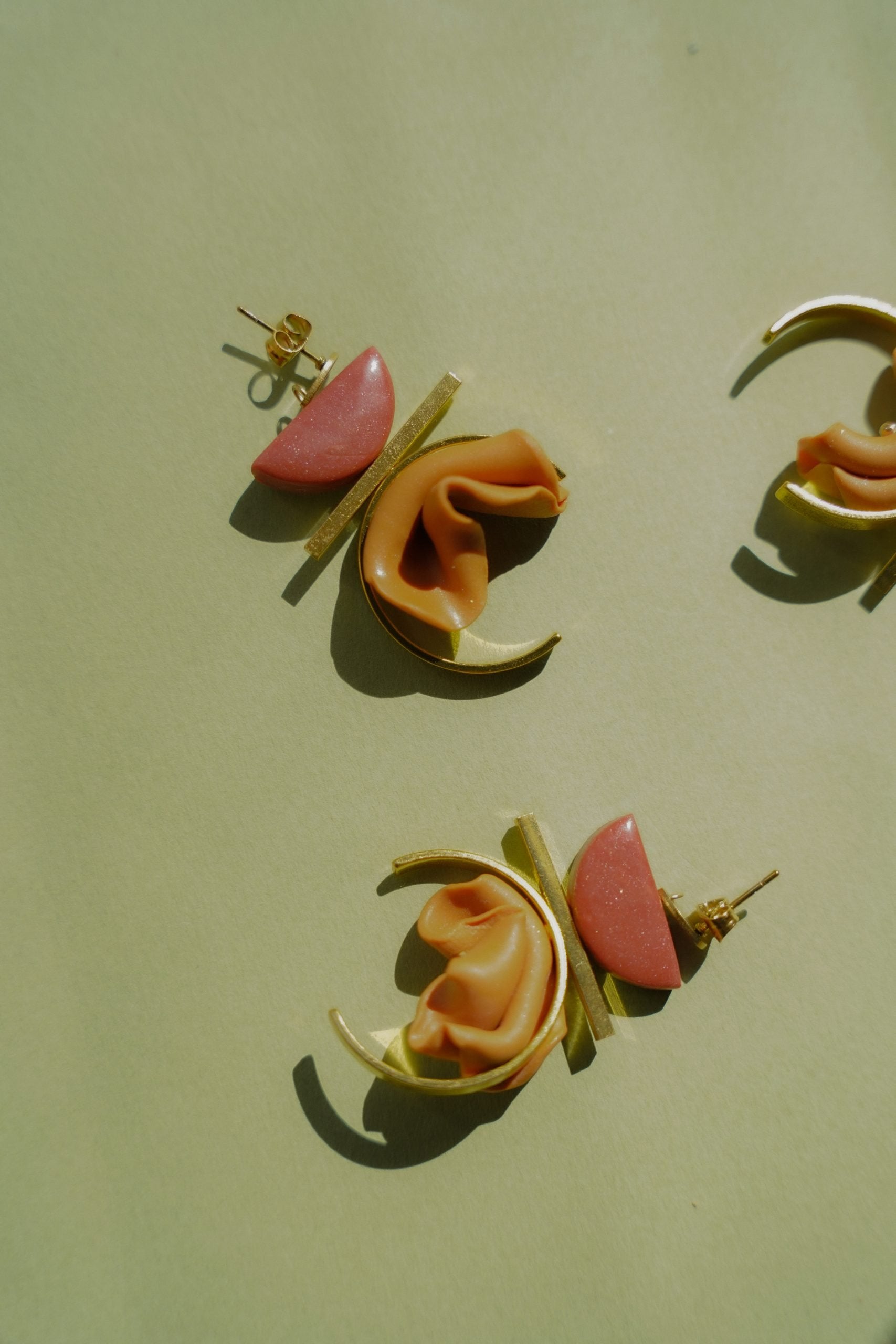 Crinkled Mustard Earrings