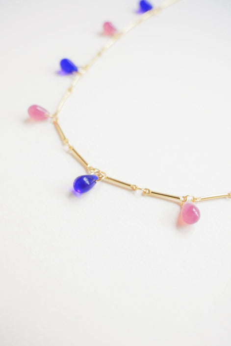 Pink & Blue Drops Necklace