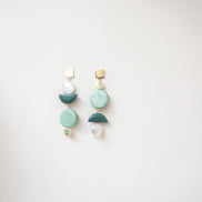 Asymmetrical Celadon Pine dangles