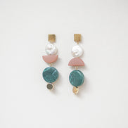 Asymmetrical Dusty Rose Pine dangles