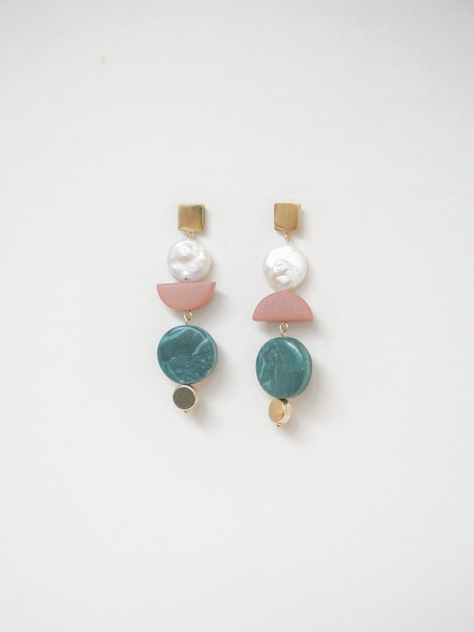 Asymmetrical Dusty Rose Pine dangles