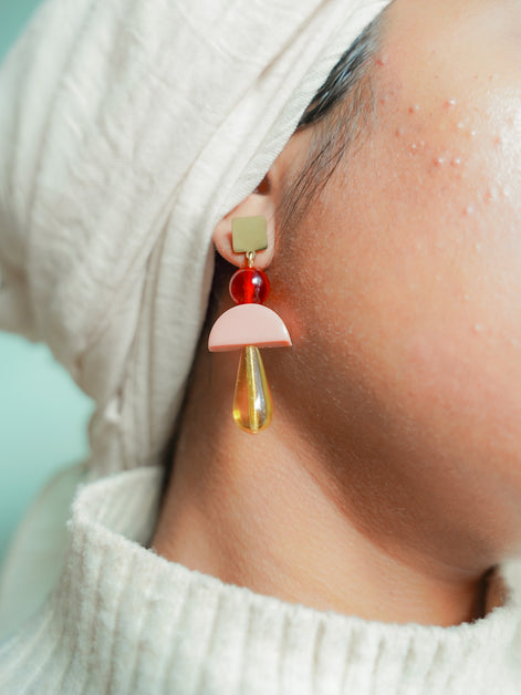 Colour Block Amber Earrings