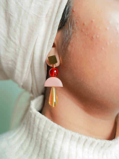 Colour Block Amber Earrings