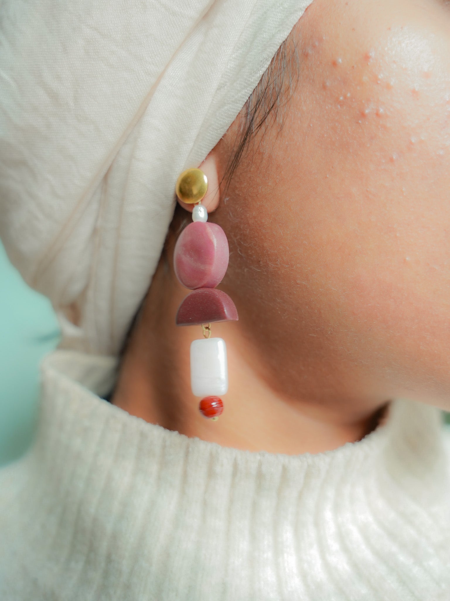 Asymmetrical Dark Mauve dangles