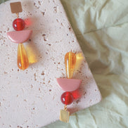Colour Block Amber Earrings