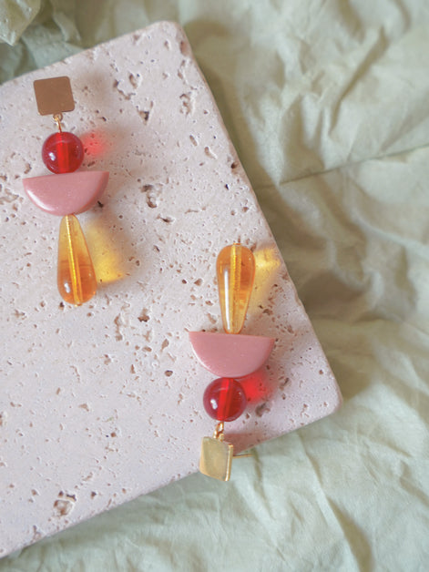 Colour Block Amber Earrings