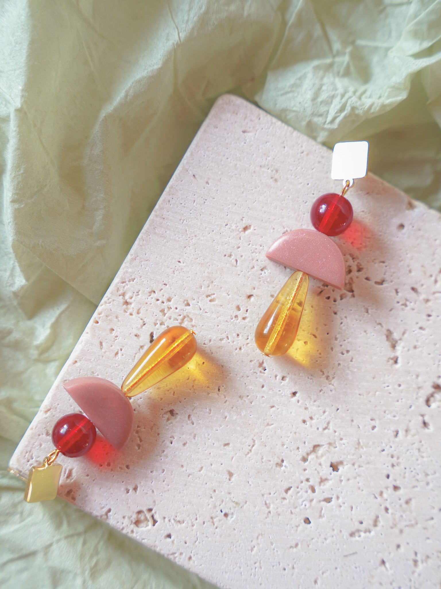 Colour Block Amber Earrings