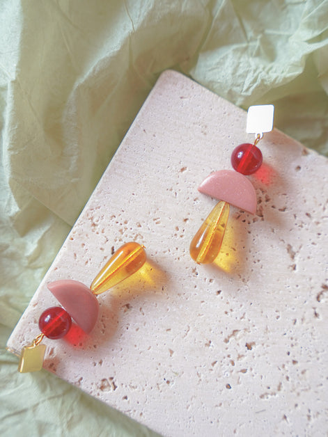 Colour Block Amber Earrings
