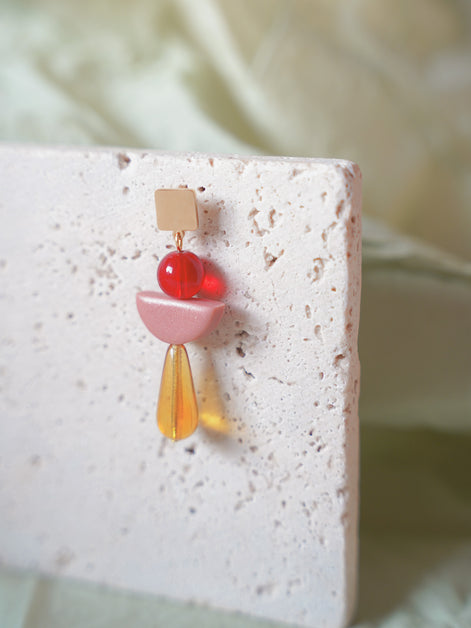 Colour Block Amber Earrings