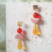 Colour Block Amber Earrings