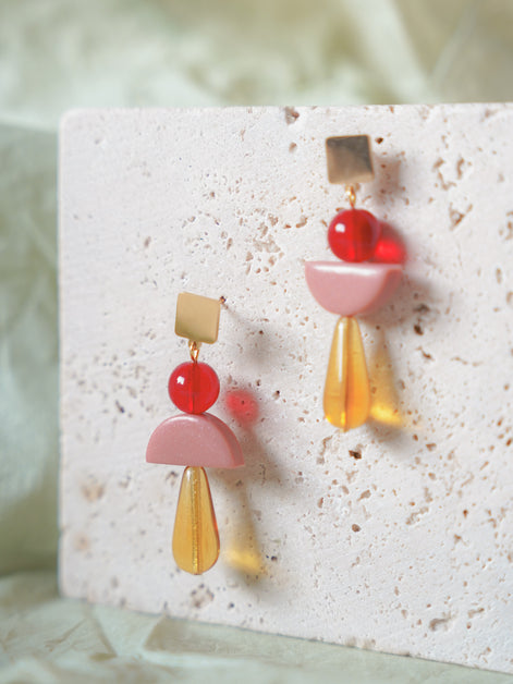 Colour Block Amber Earrings