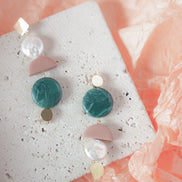 Asymmetrical Dusty Rose Pine dangles