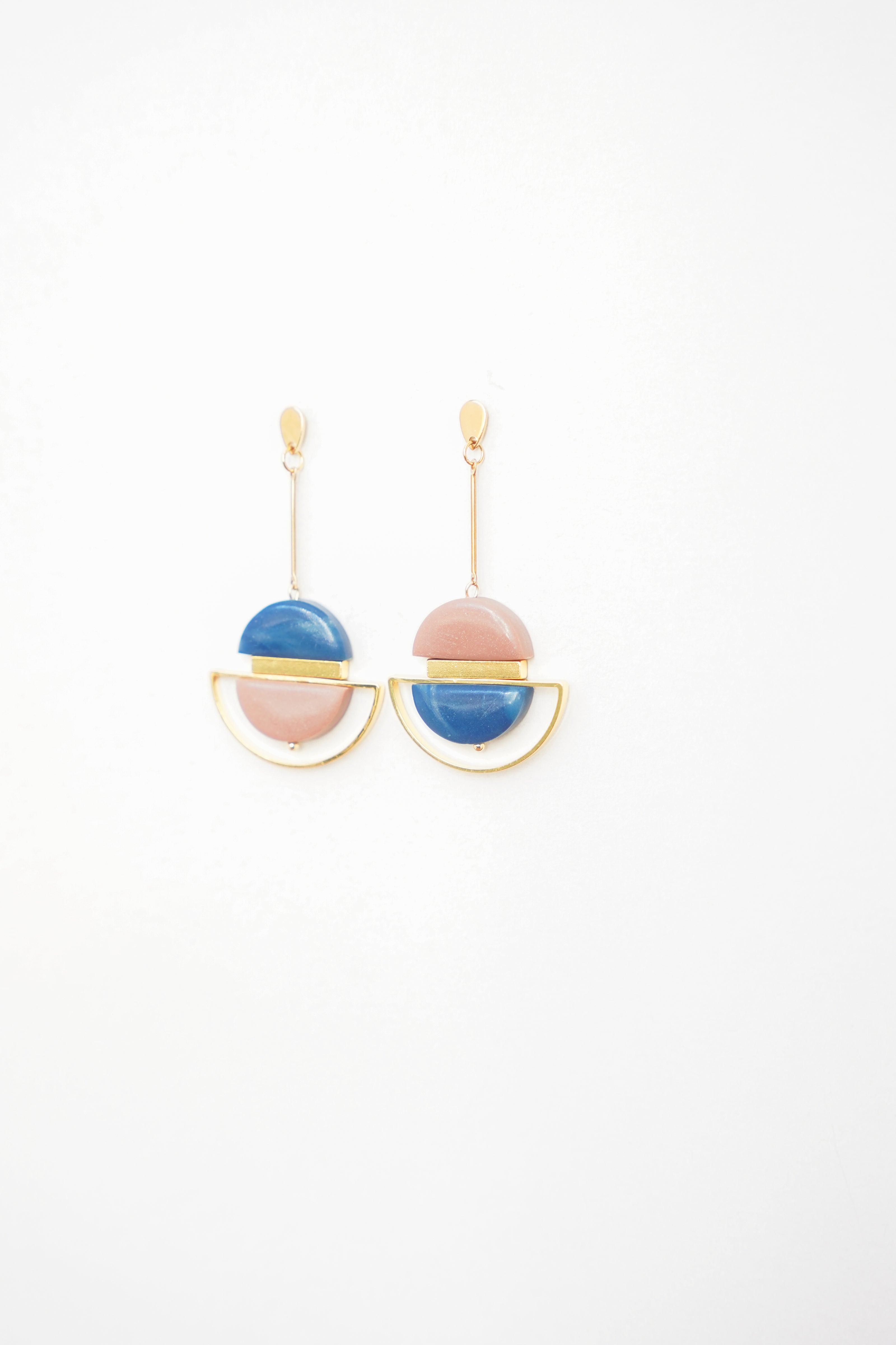 Dangling Blue & Pink Earrings