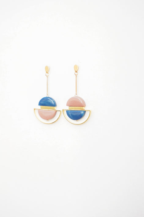 Dangling Blue & Pink Earrings