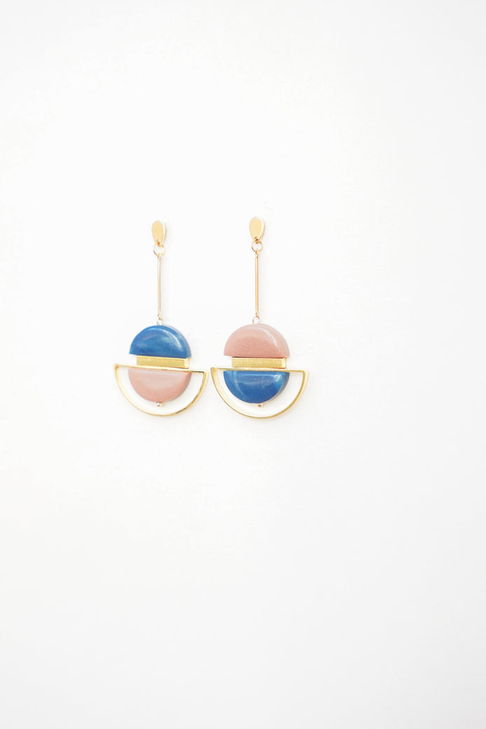 Dangling Blue & Pink Earrings