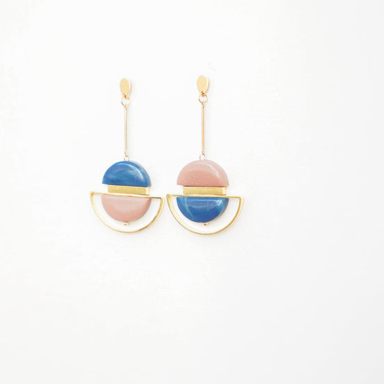 Dangling Blue & Pink Earrings