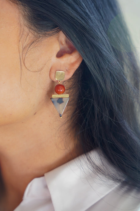 Tortoise Triangle Earrings