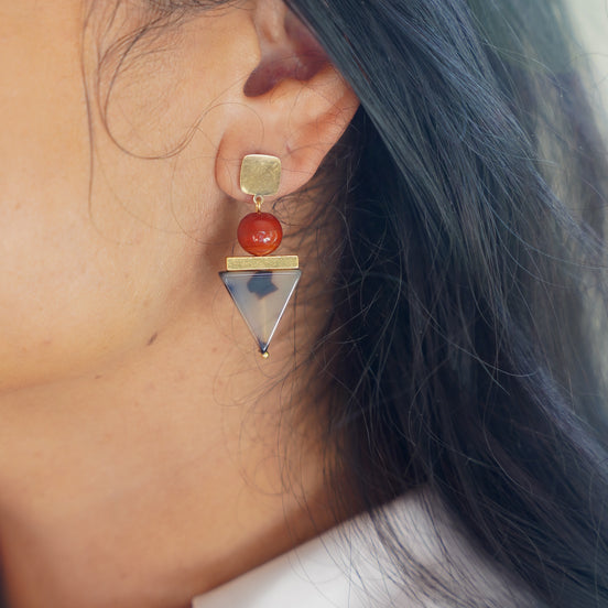 Tortoise Triangle Earrings