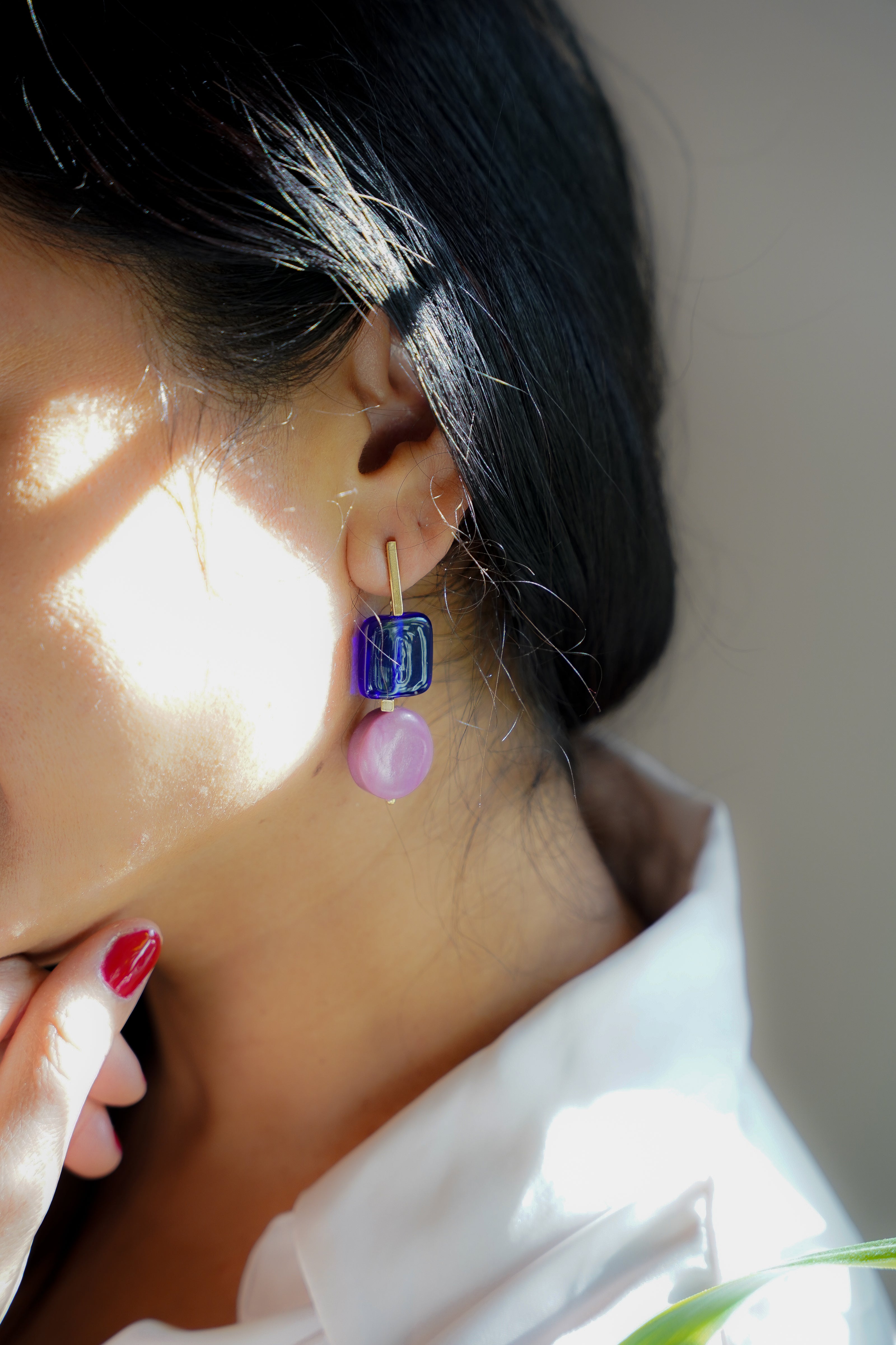 Royal Blue & Mauve Earrings