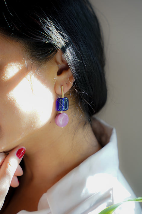 Royal Blue & Mauve Earrings