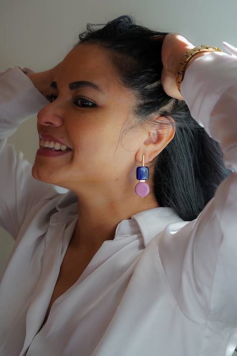 Royal Blue & Mauve Earrings