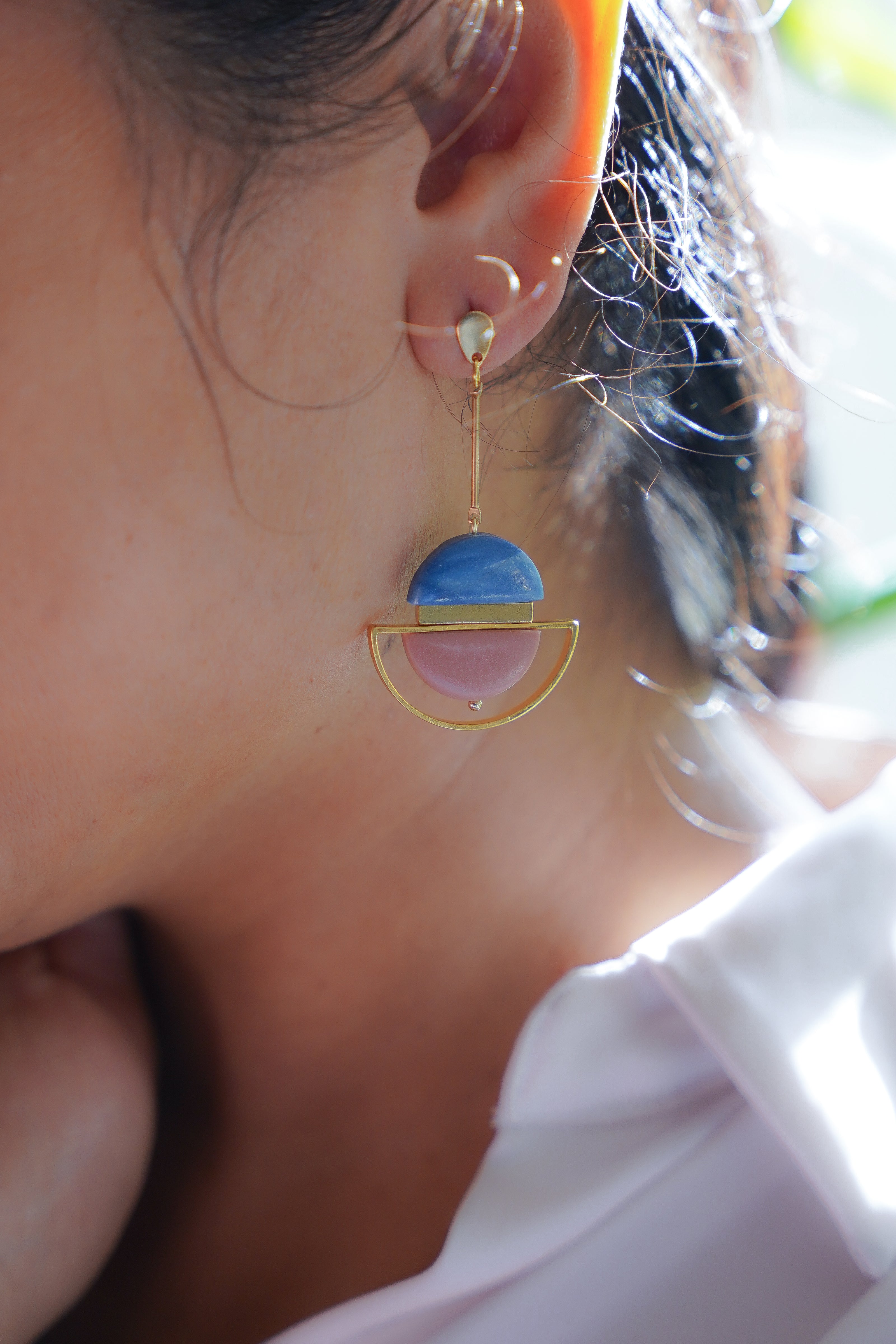 Dangling Blue & Pink Earrings