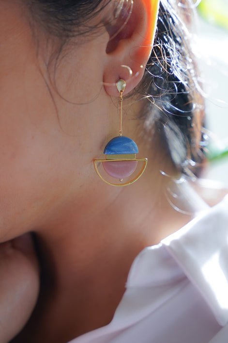Dangling Blue & Pink Earrings
