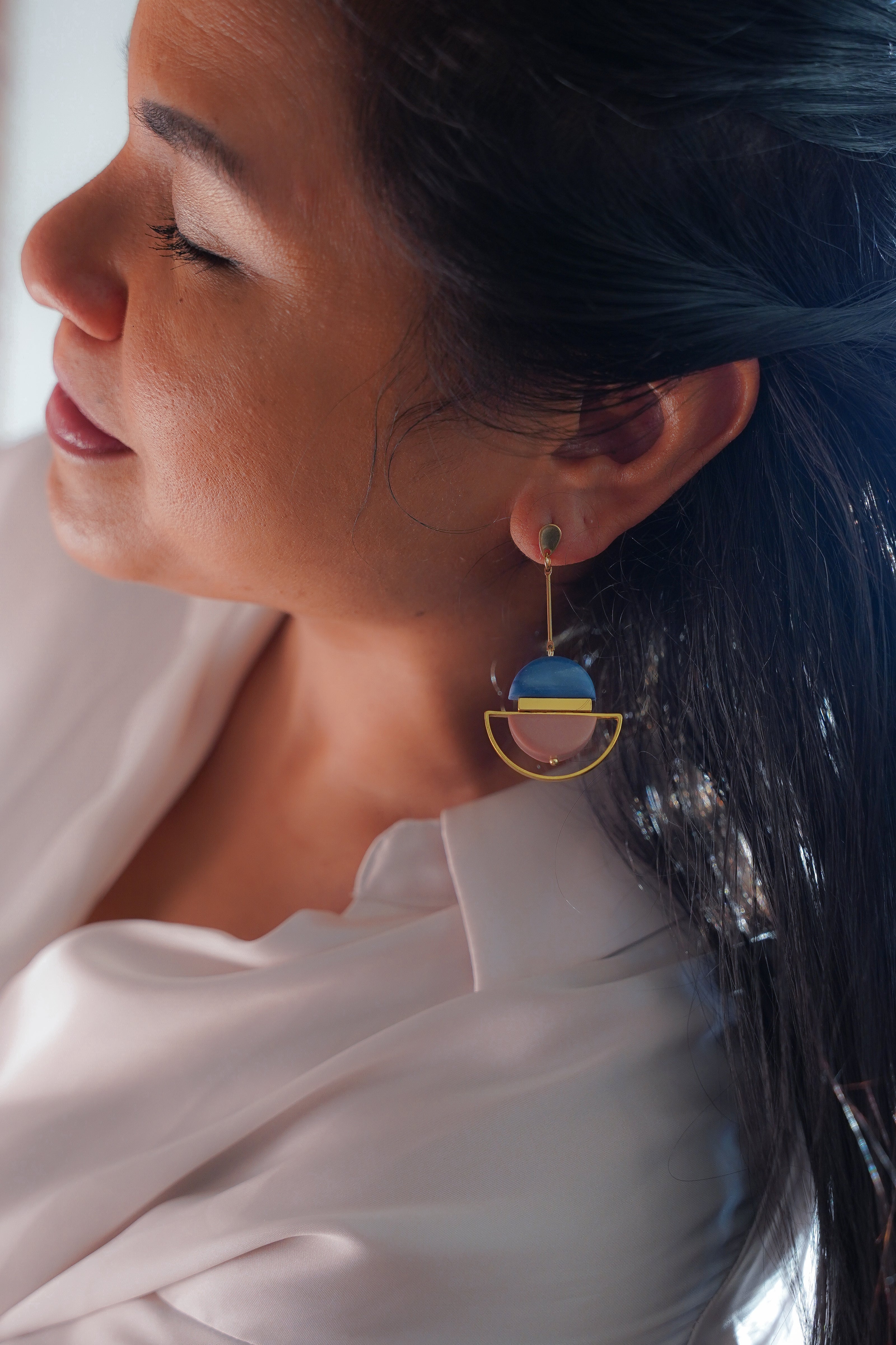 Dangling Blue & Pink Earrings