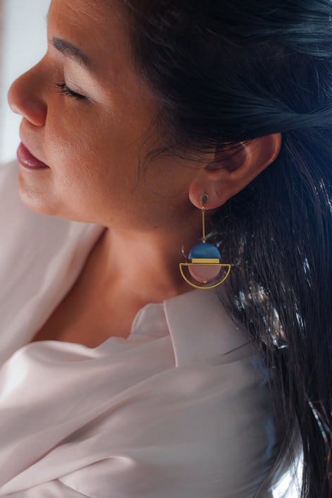 Dangling Blue & Pink Earrings