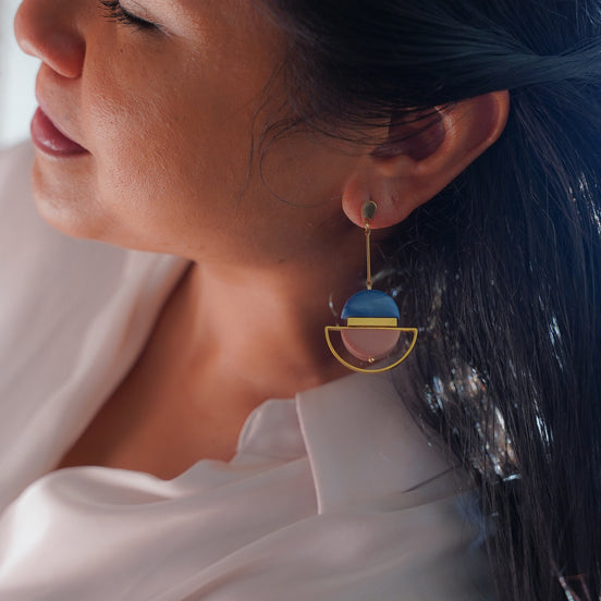Dangling Blue & Pink Earrings