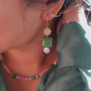 Sterling Silver Leaf Green Pearl Dangles