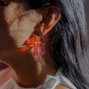 Ruby Red Square Earrings