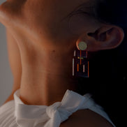 Ruby Red Square Earrings