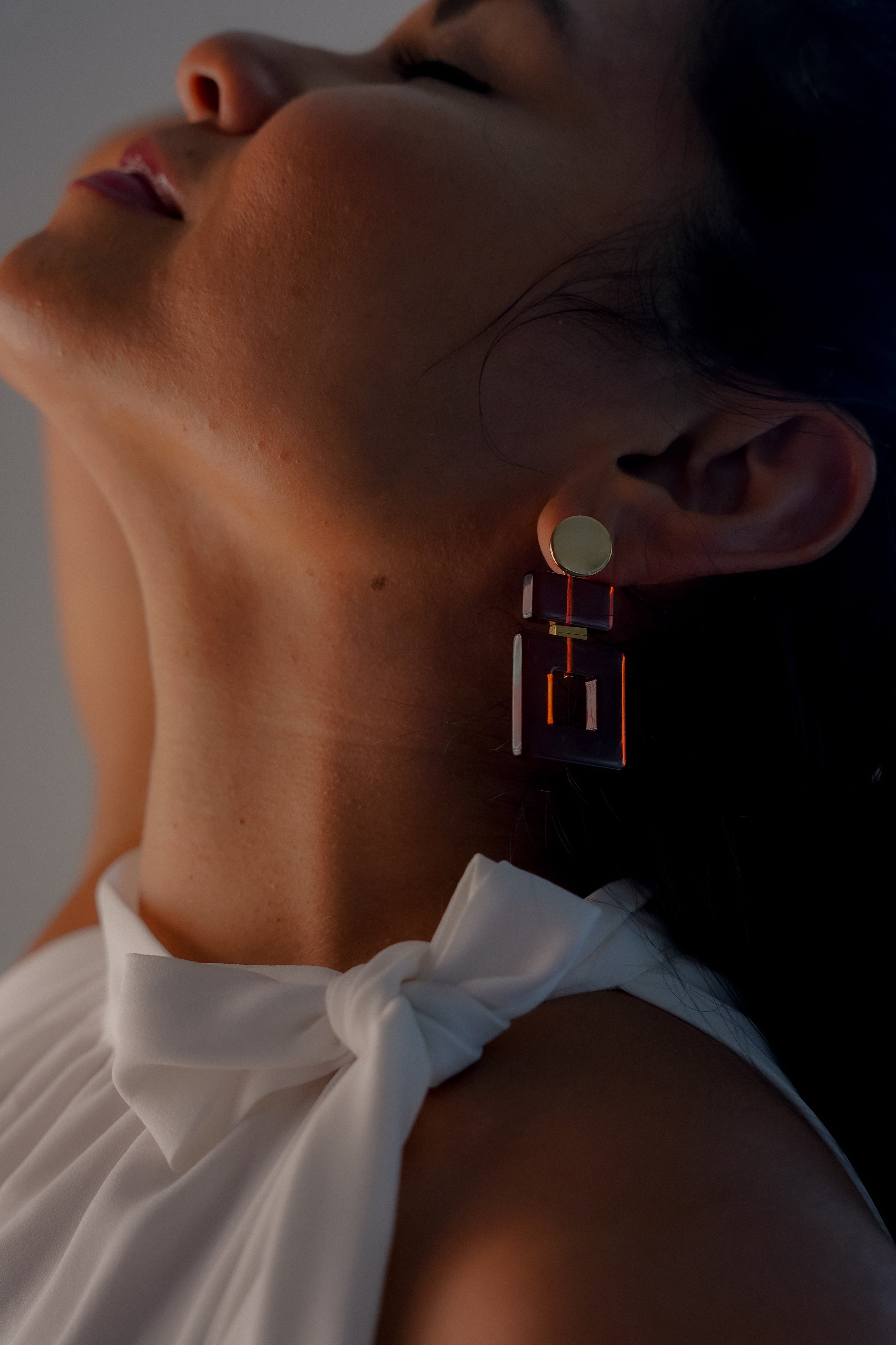 Ruby Red Square Earrings