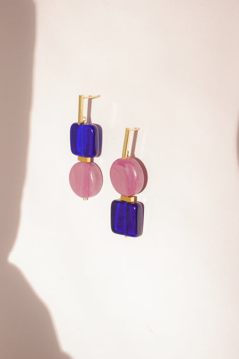 Royal Blue & Mauve Earrings
