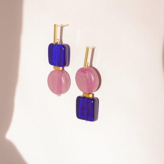 Royal Blue & Mauve Earrings