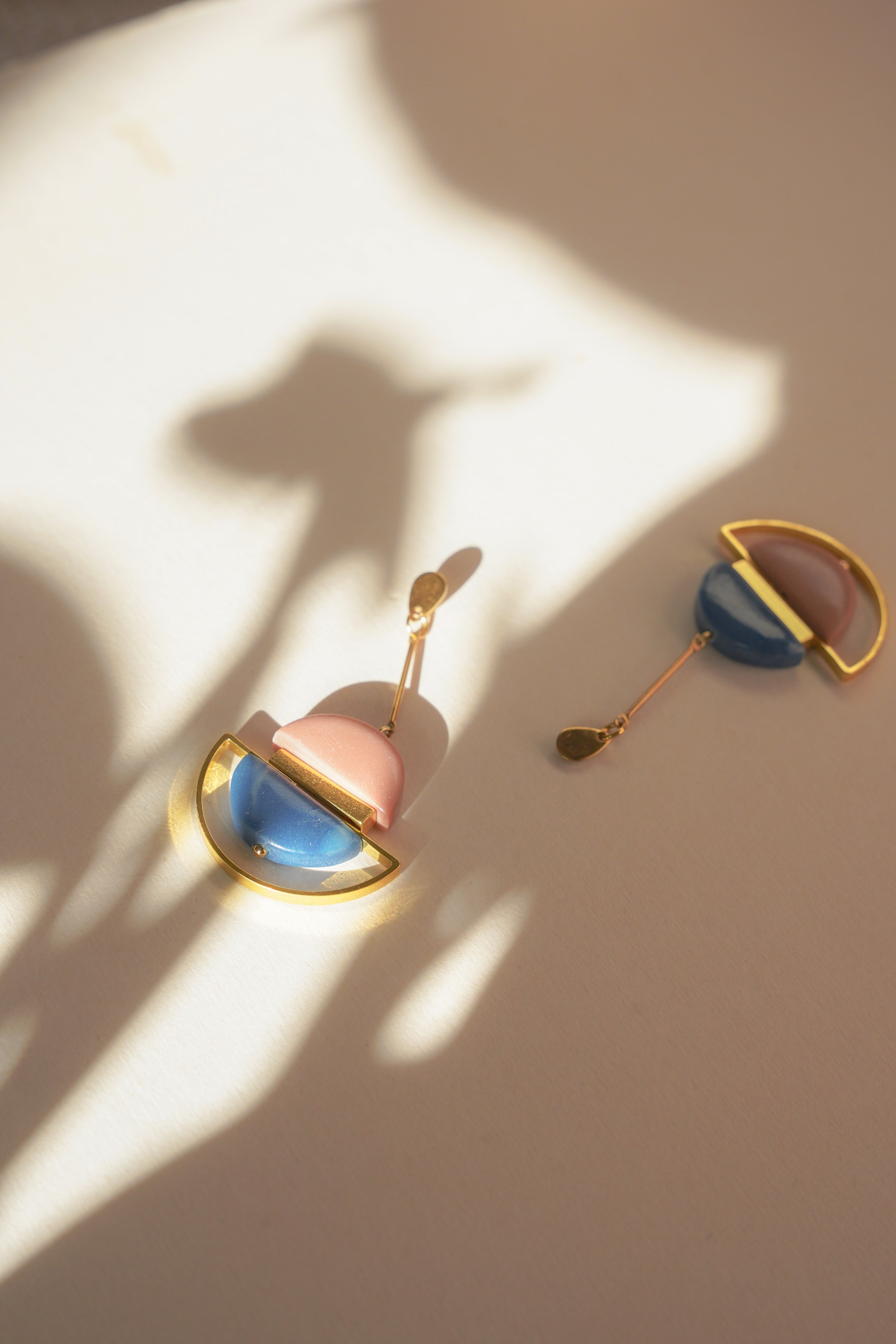 Dangling Blue & Pink Earrings