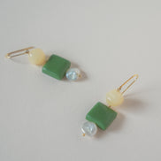 Sterling Silver Leaf Green Pearl Dangles