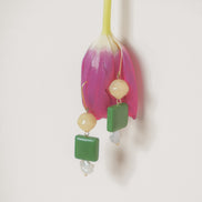 Sterling Silver Leaf Green Pearl Dangles