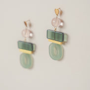 Colour Block Celadon & Pink Earrings