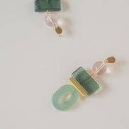 Colour Block Celadon & Pink Earrings