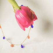 Peach & Blue Drops Necklace