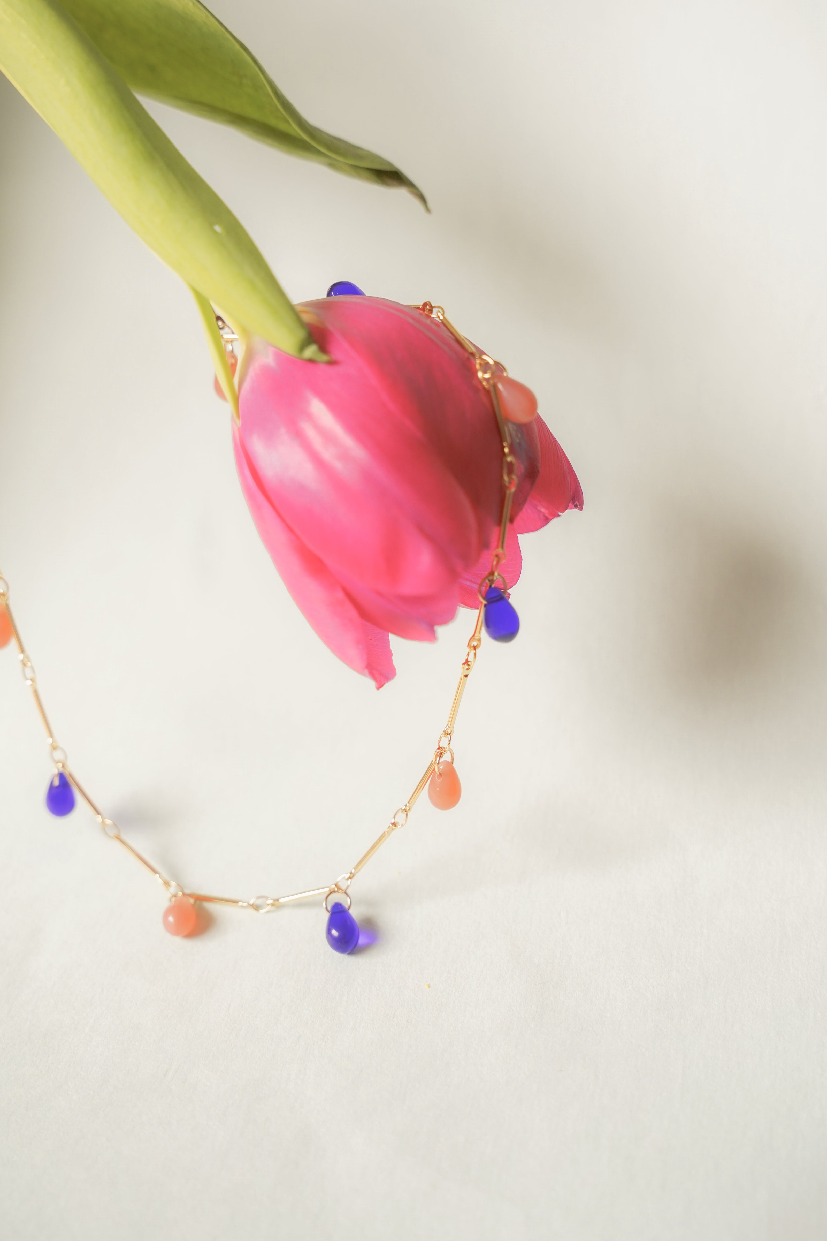Peach & Blue Drops Necklace