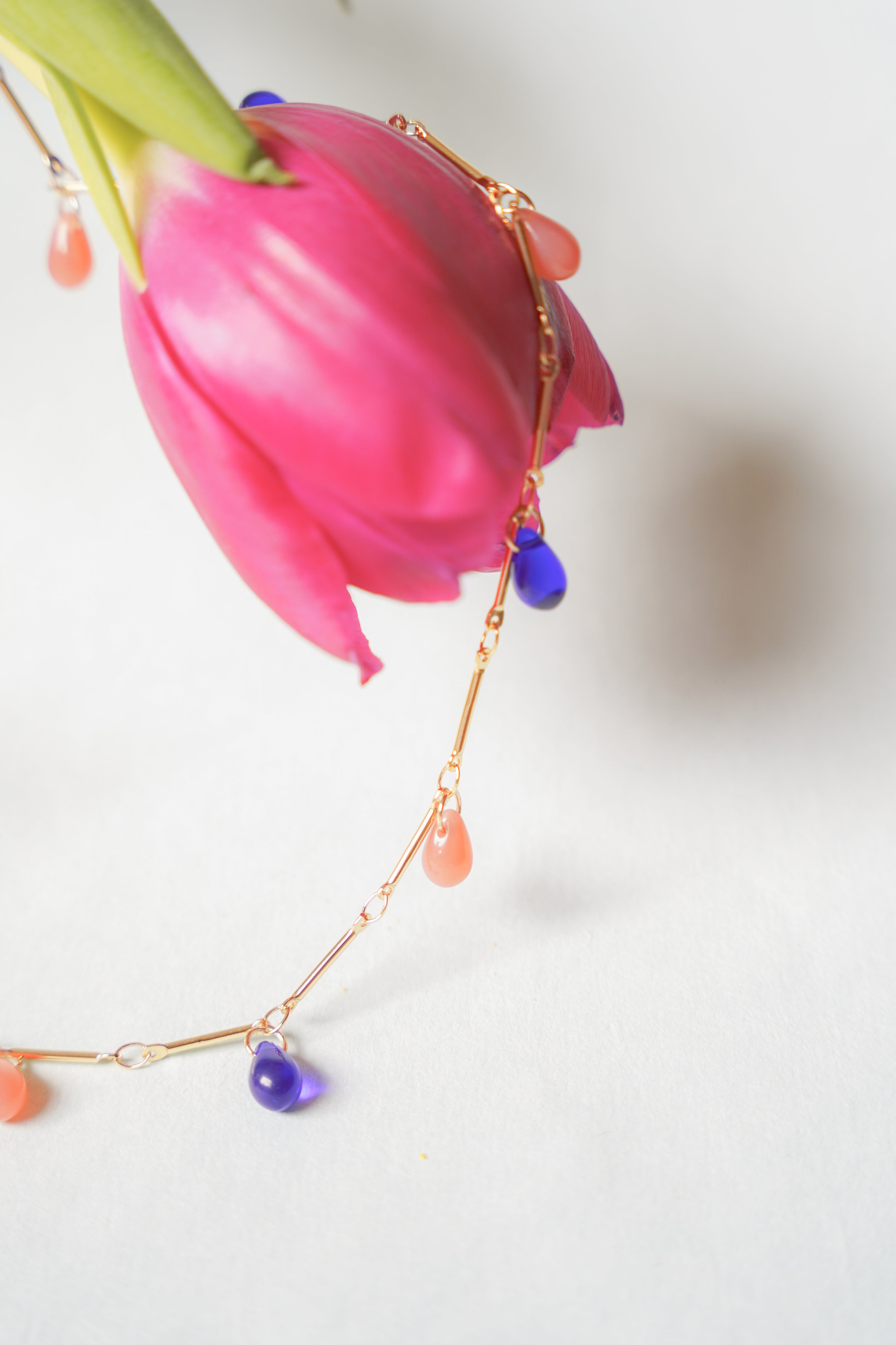 Peach & Blue Drops Necklace