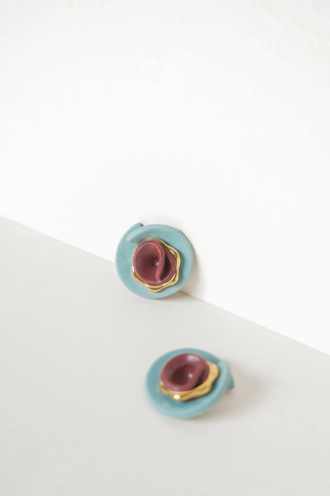 Blue & Burgundy Stud Earrings