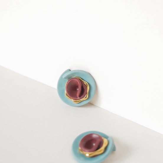 Blue & Burgundy Stud Earrings