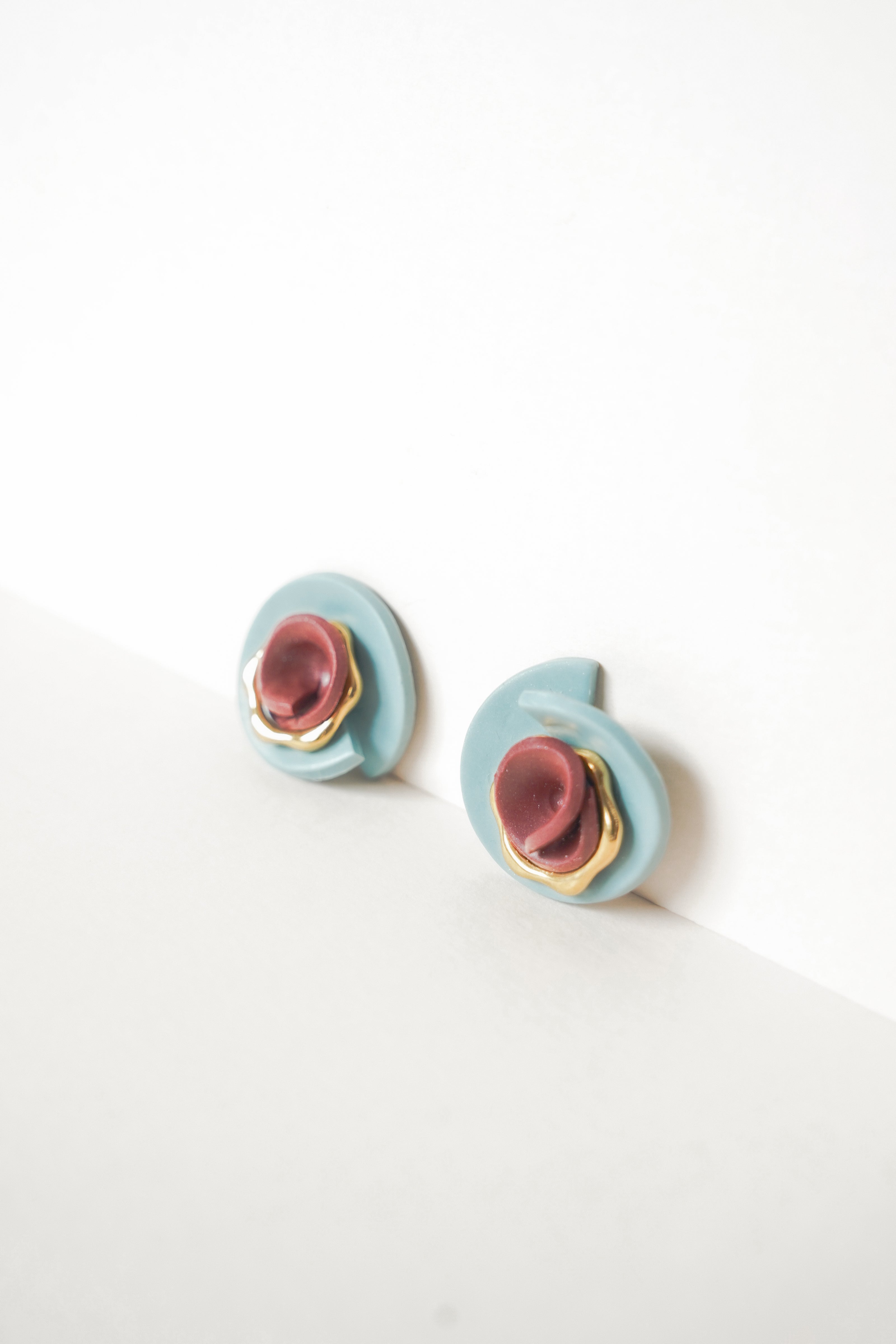Blue & Burgundy Stud Earrings