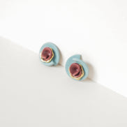 Blue & Burgundy Stud Earrings
